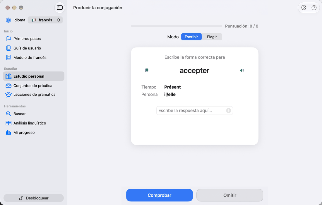Producir la conjugación