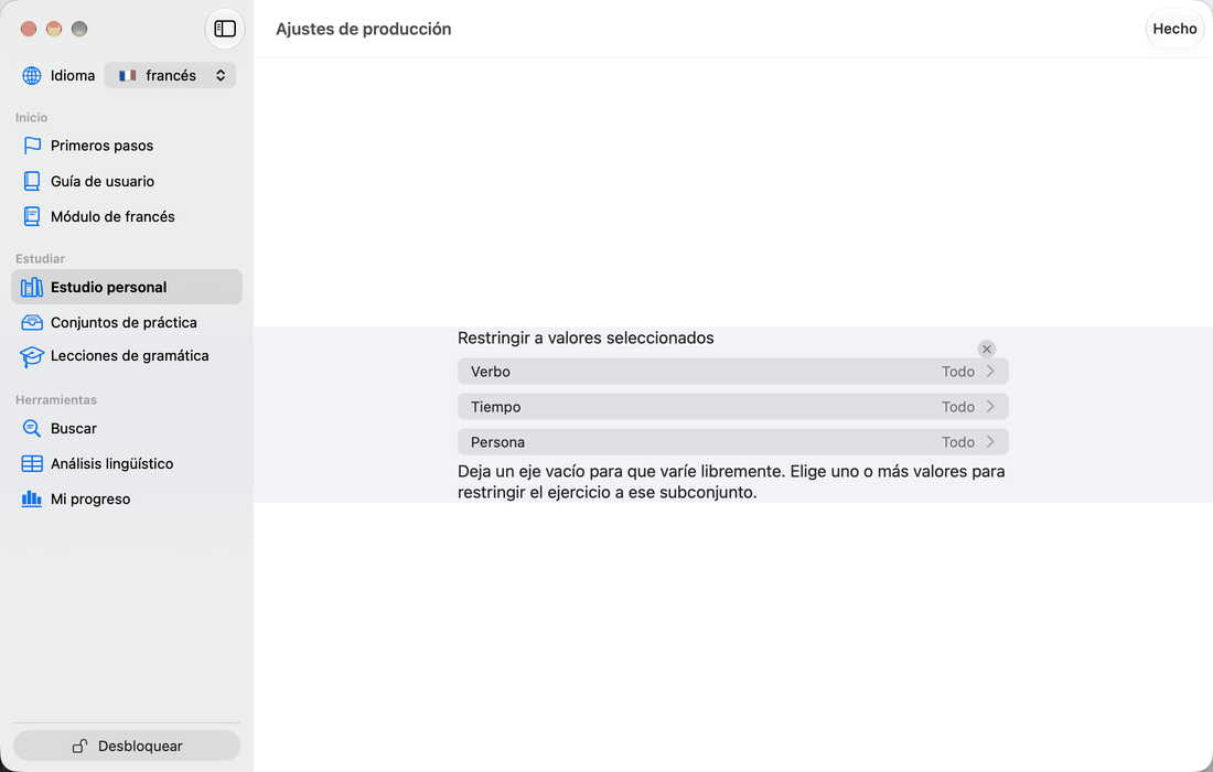 Producir la conjugación