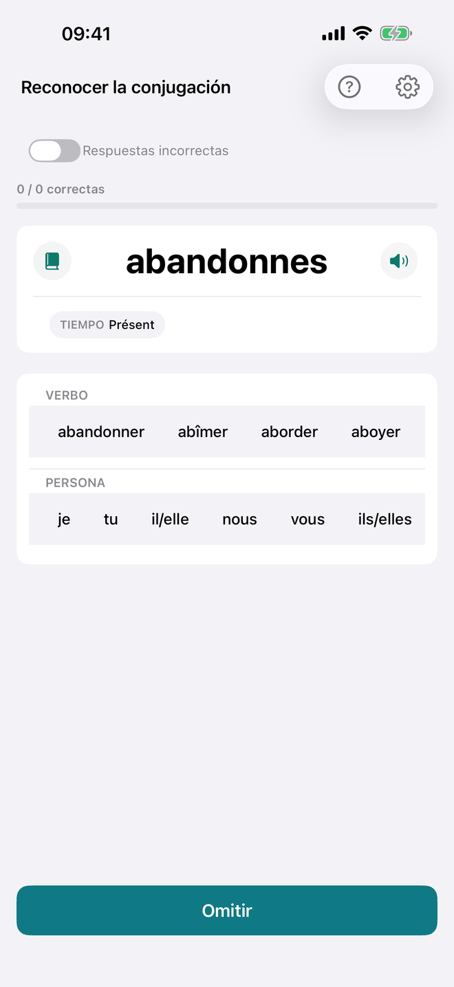 Reconocer la conjugación