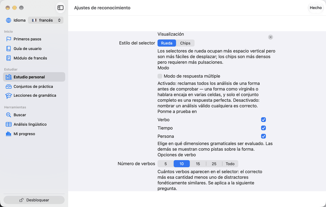 Reconocer la conjugación