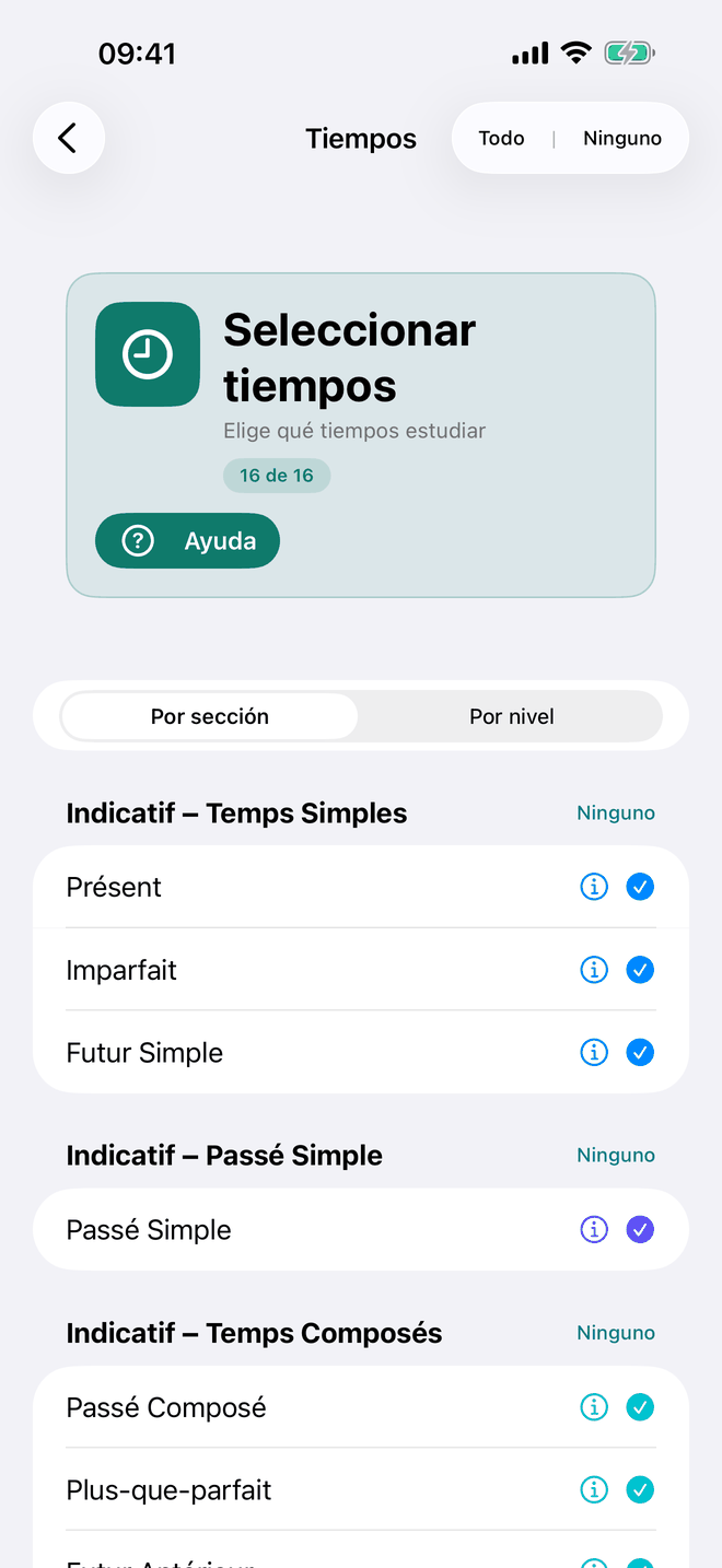 Seleccionar tiempos