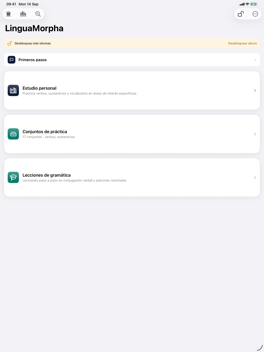 La pantalla principal