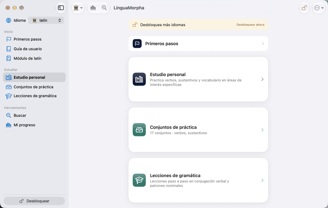 La pantalla principal