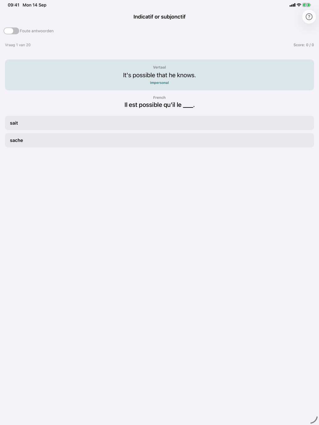 Indicatif of subjonctif