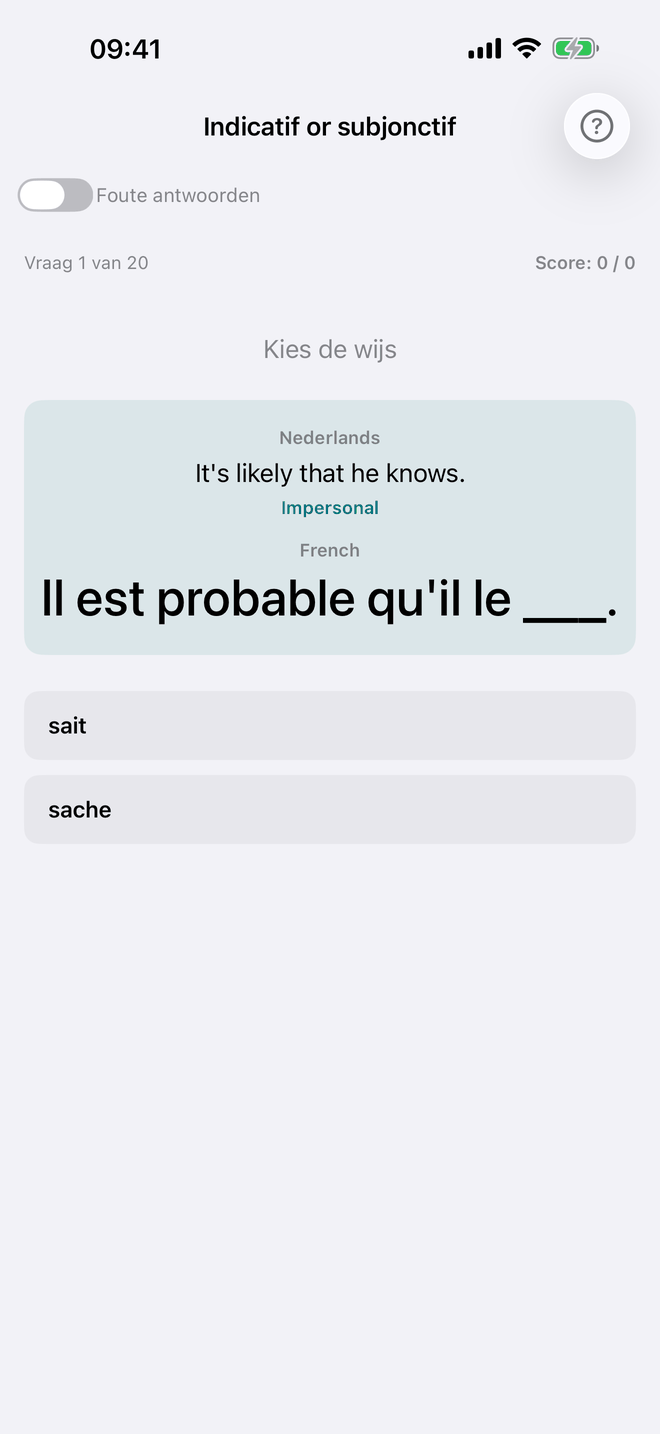 Indicatif of subjonctif