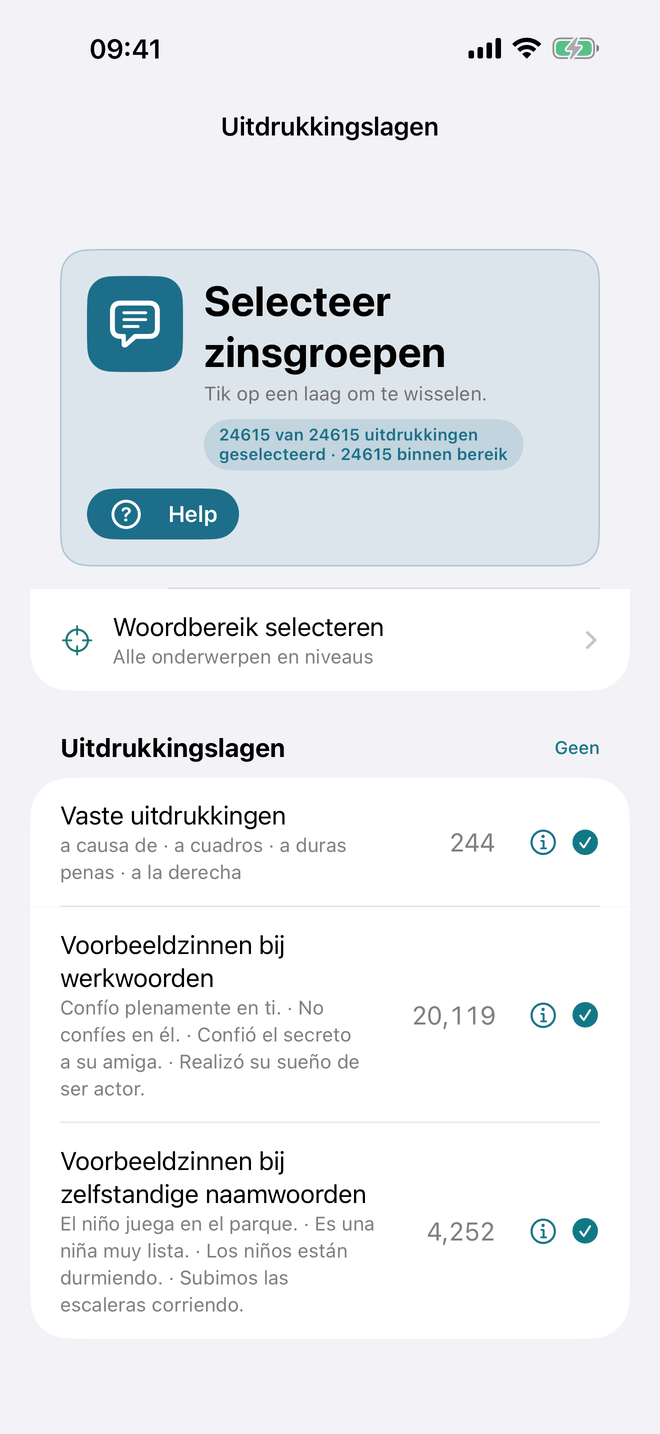 Selecteer zinsgroepen