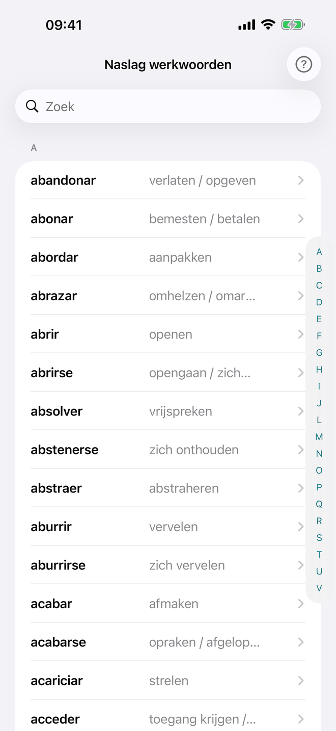 Naslag werkwoorden