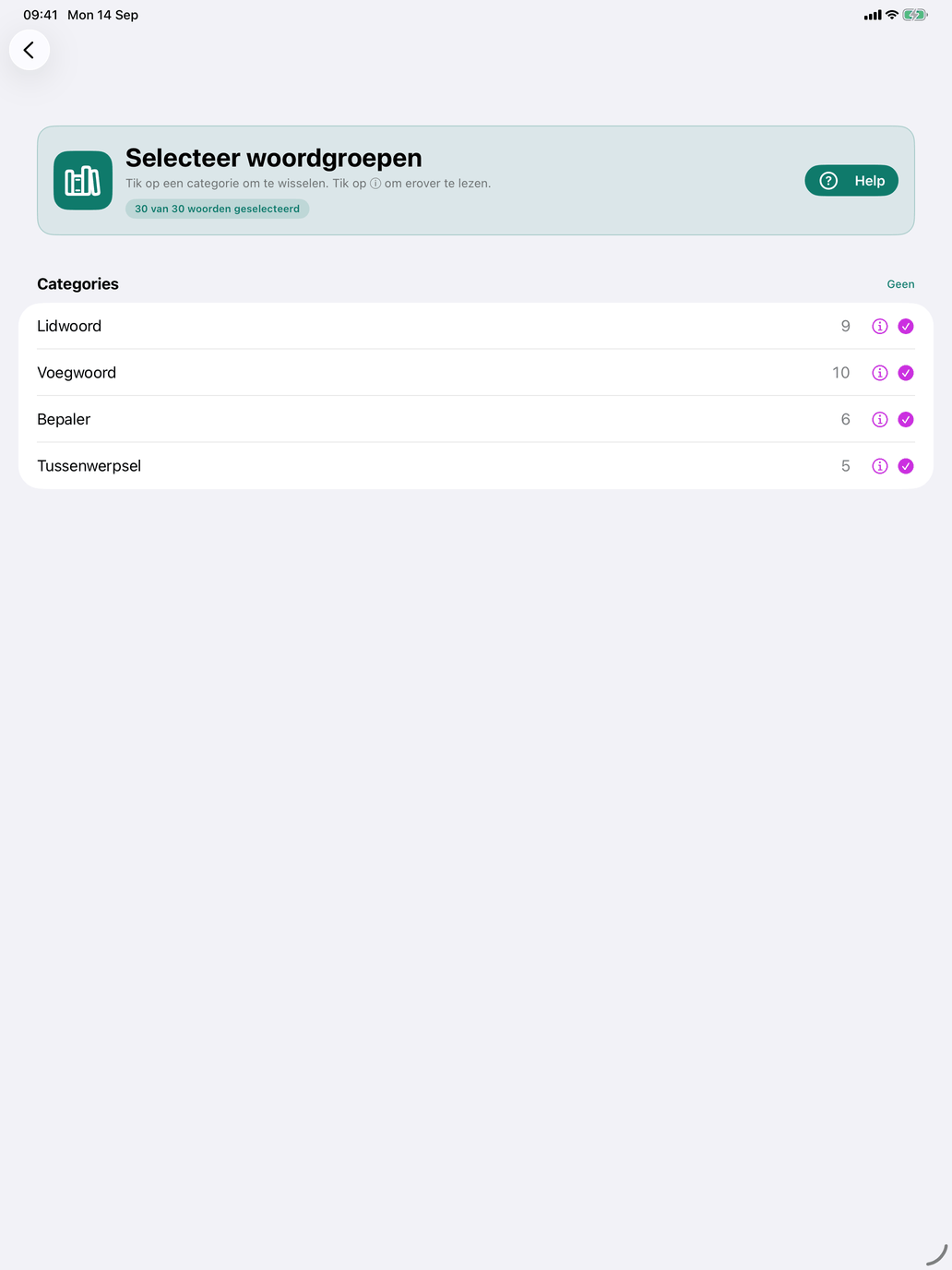 Selecteer woordgroepen
