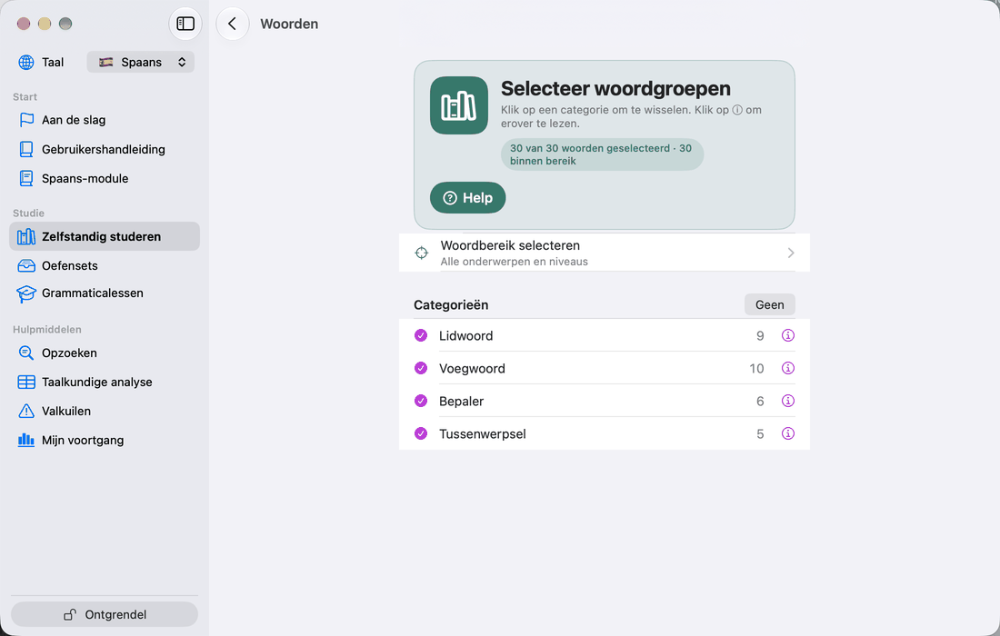 Selecteer woordgroepen
