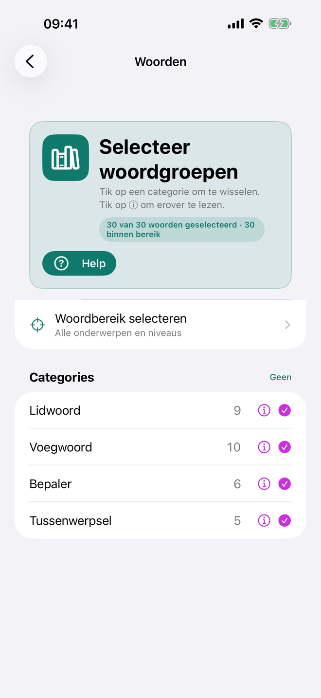 Selecteer woordgroepen