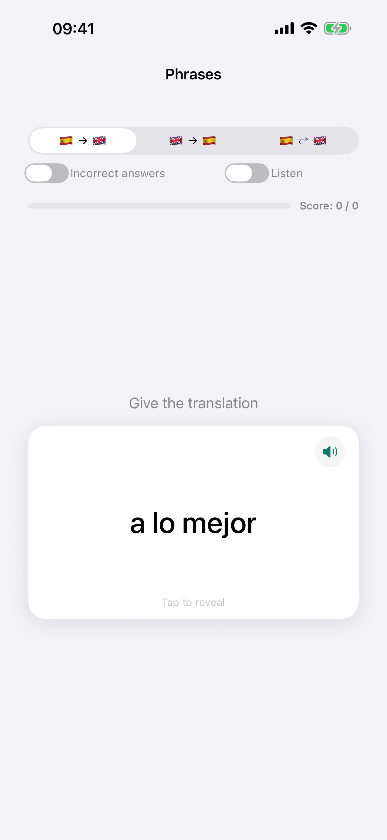 Phrase flashcard