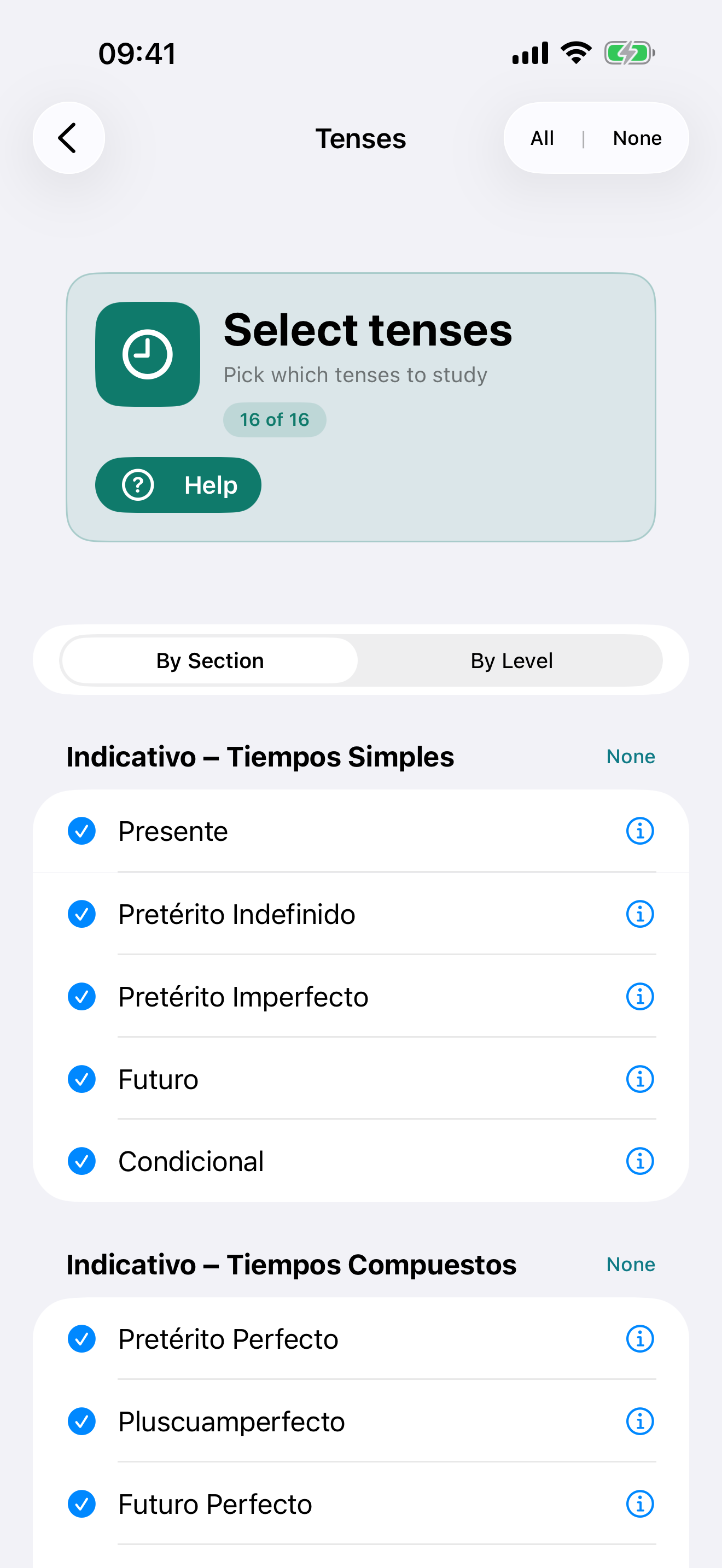 Select tenses