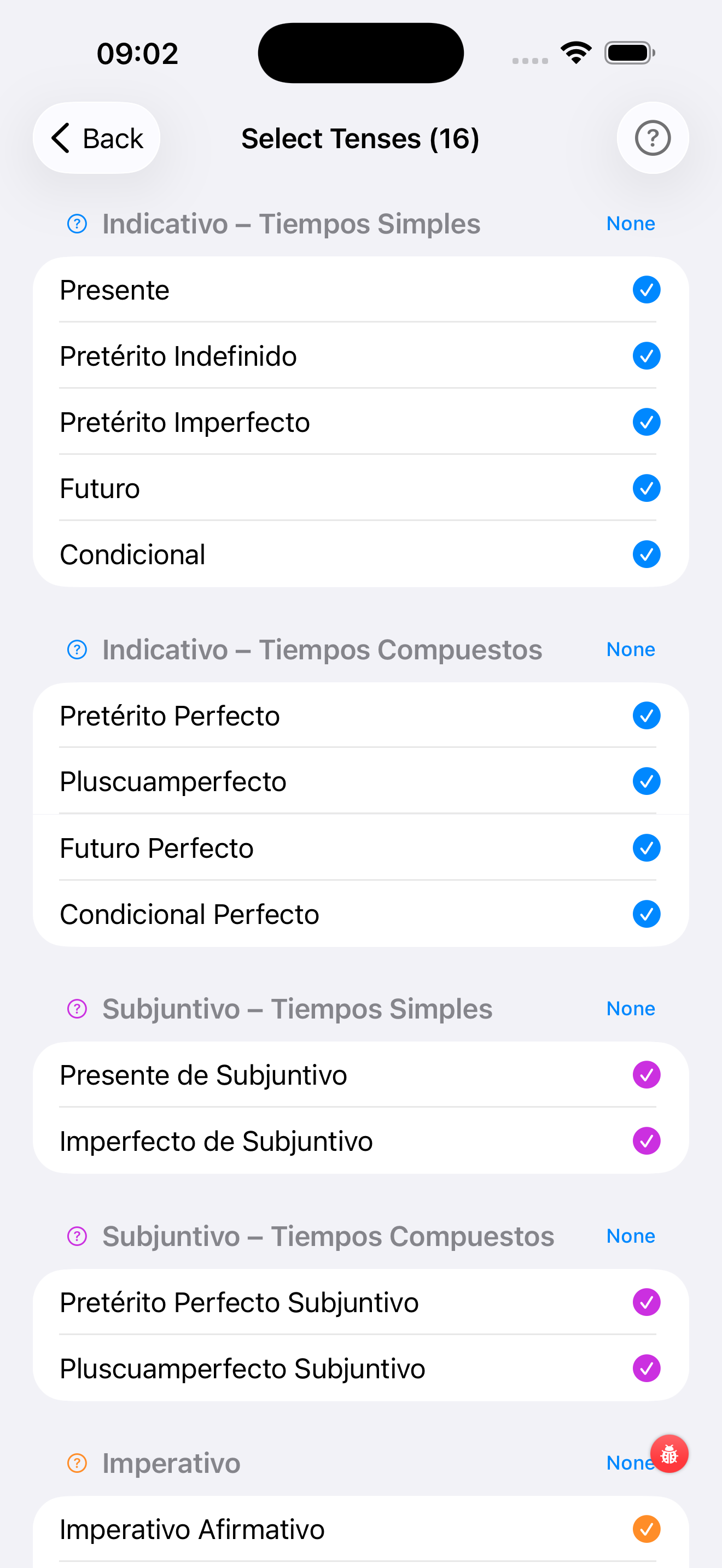 Select Tenses