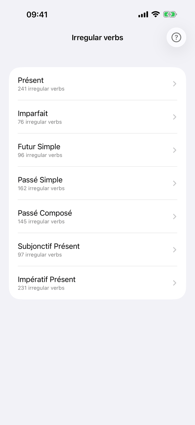 Irregular verbs