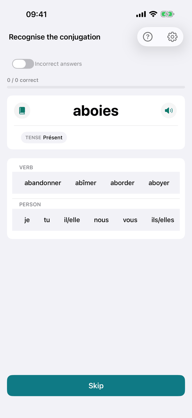Recognise the conjugation