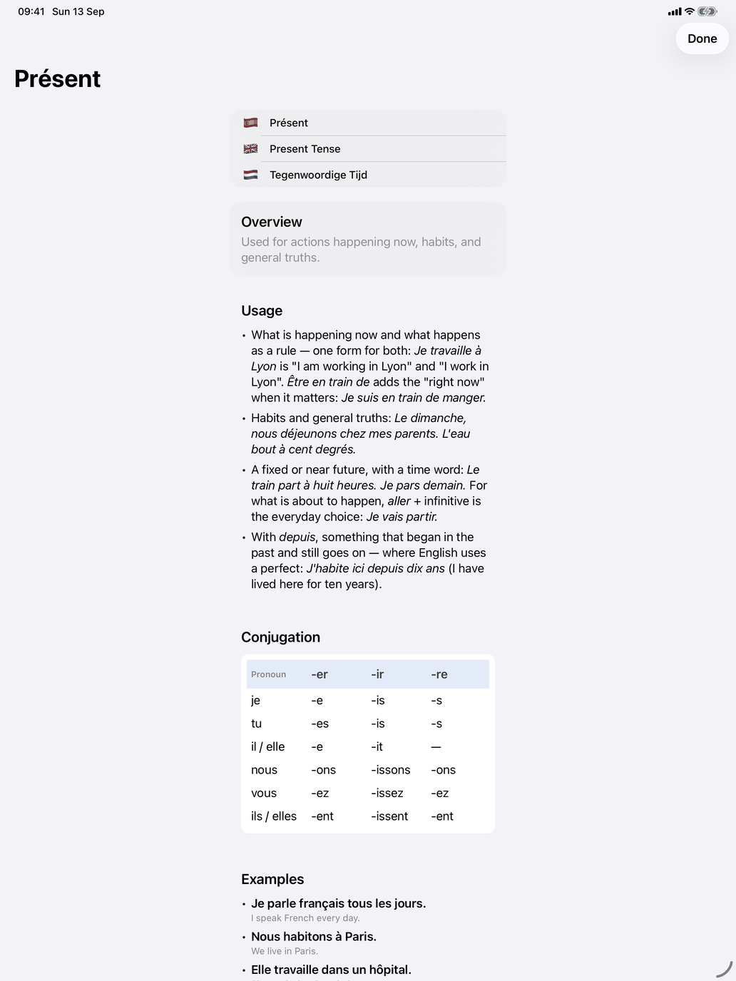 Select tenses