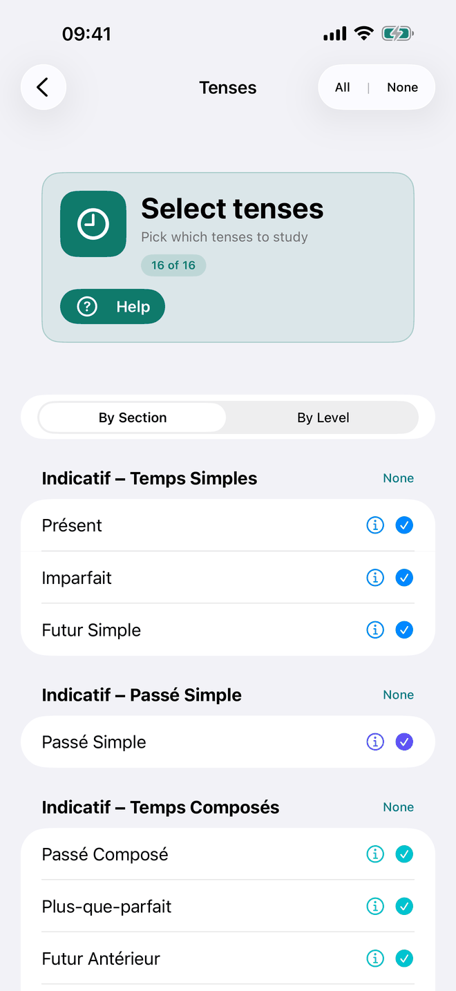 Select tenses