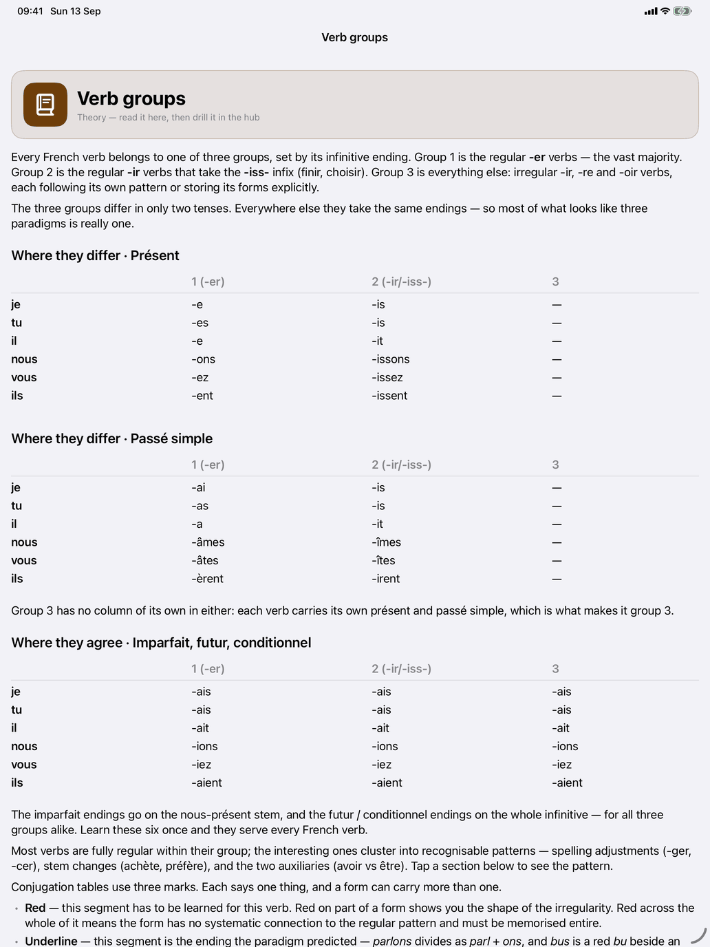 Verb groups