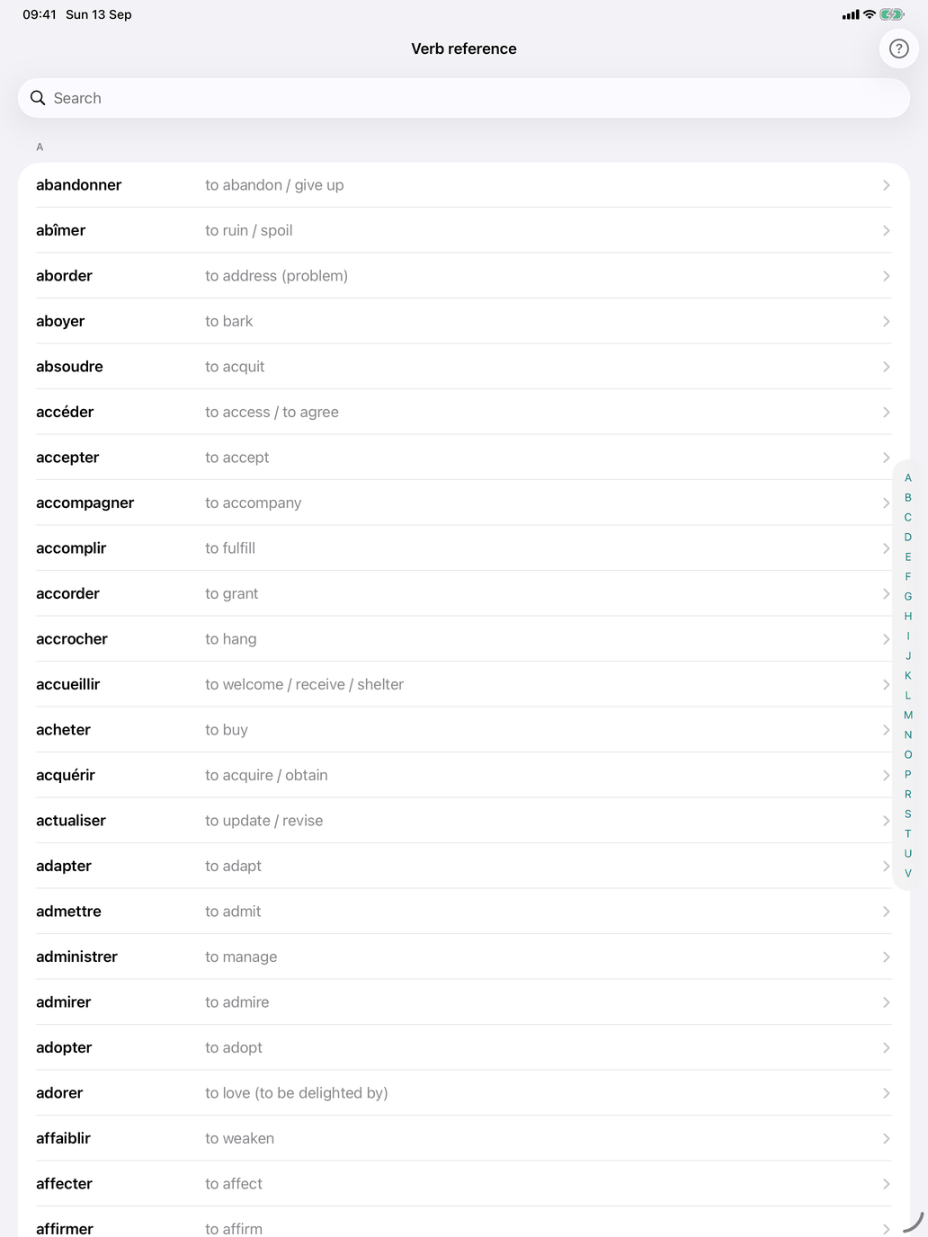 Verb reference