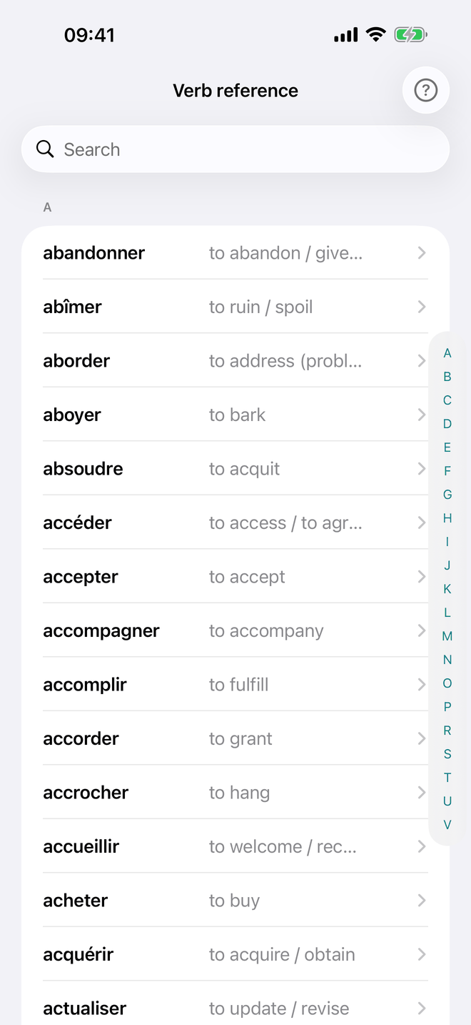 Verb reference
