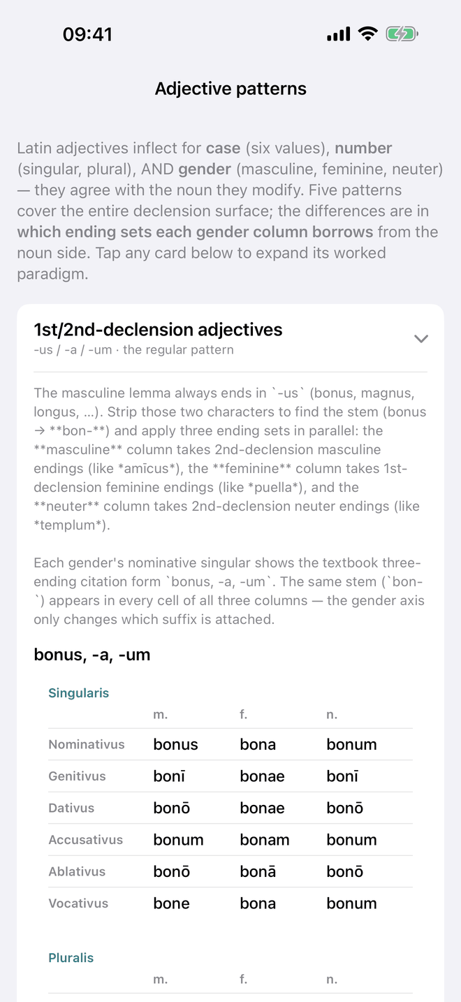 Adjectives and the concordance drill
