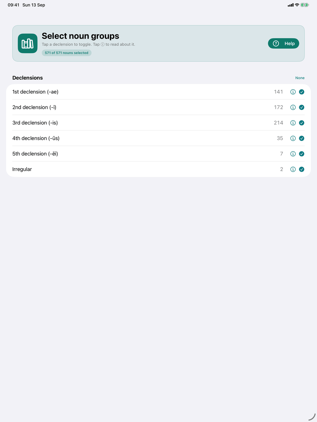 Selecting Declensions