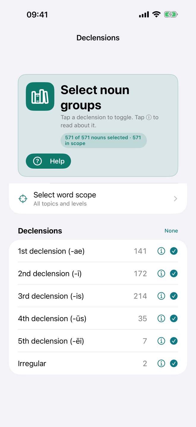 Selecting Declensions