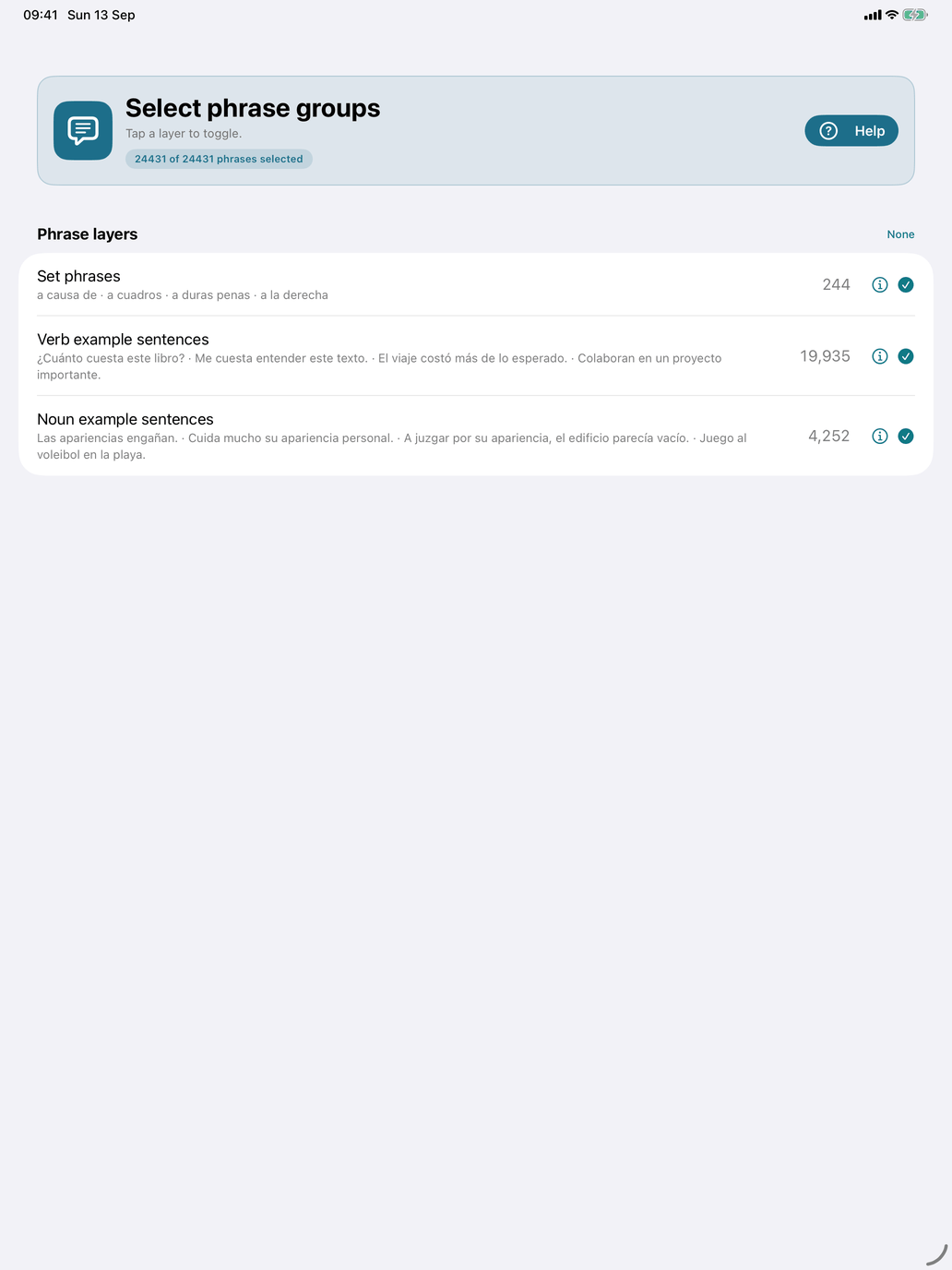 Select phrase groups
