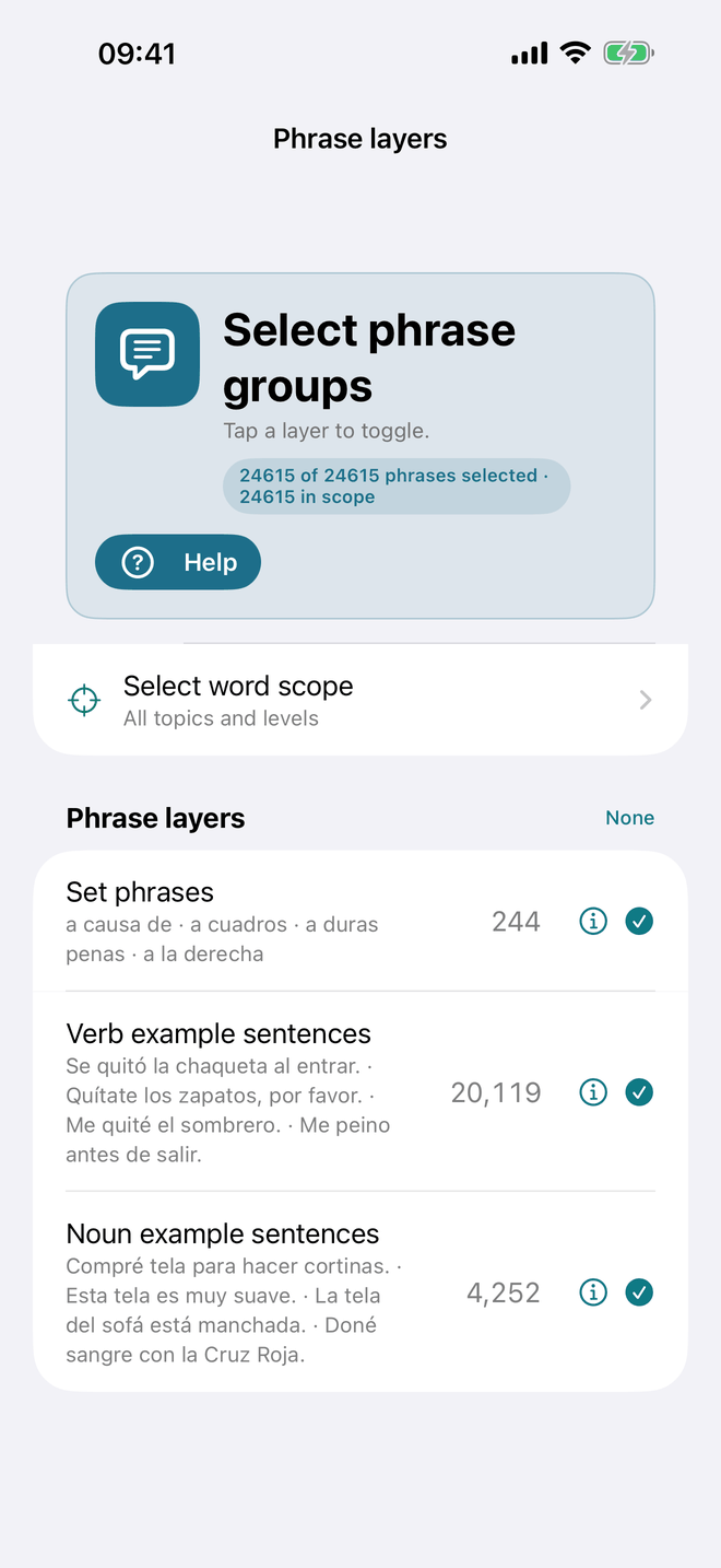 Select phrase groups