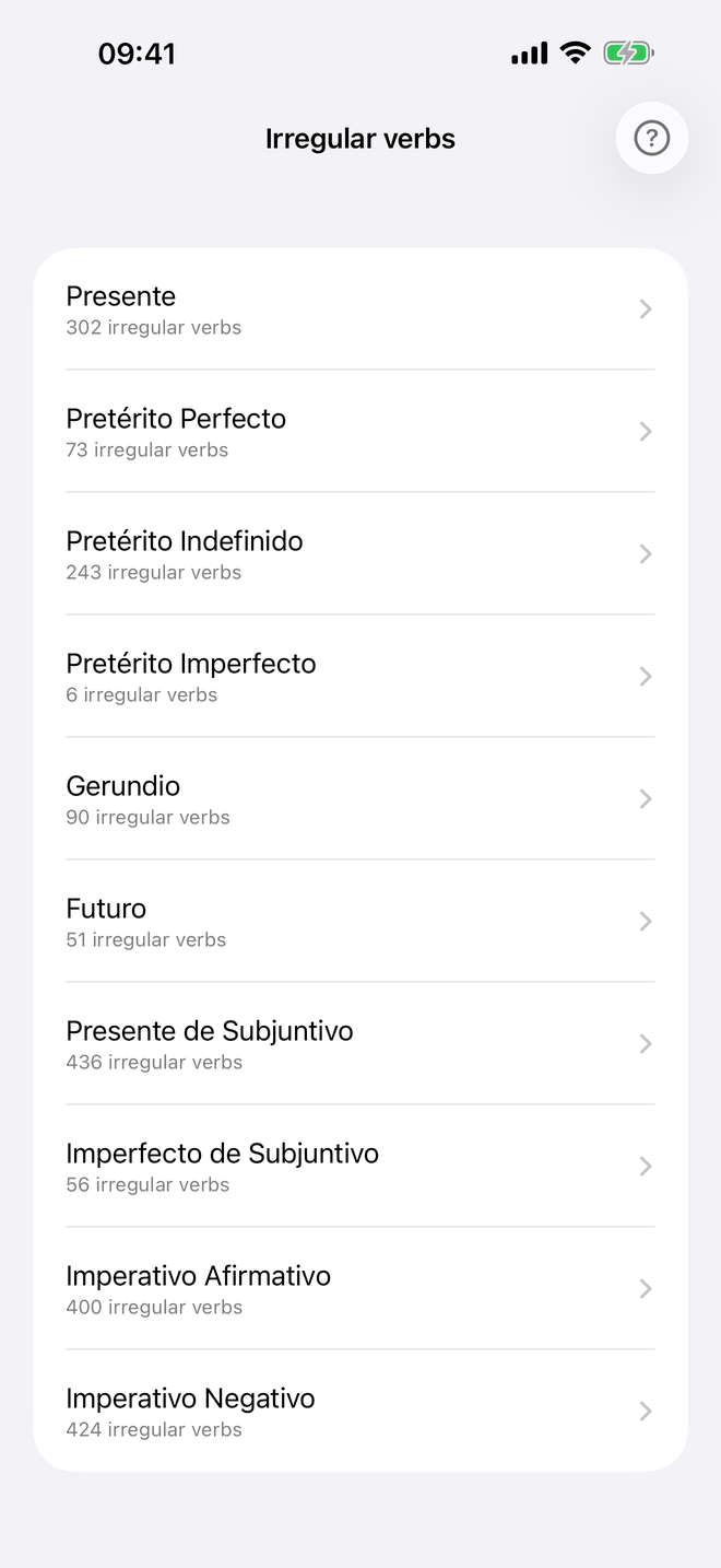 Irregular verbs