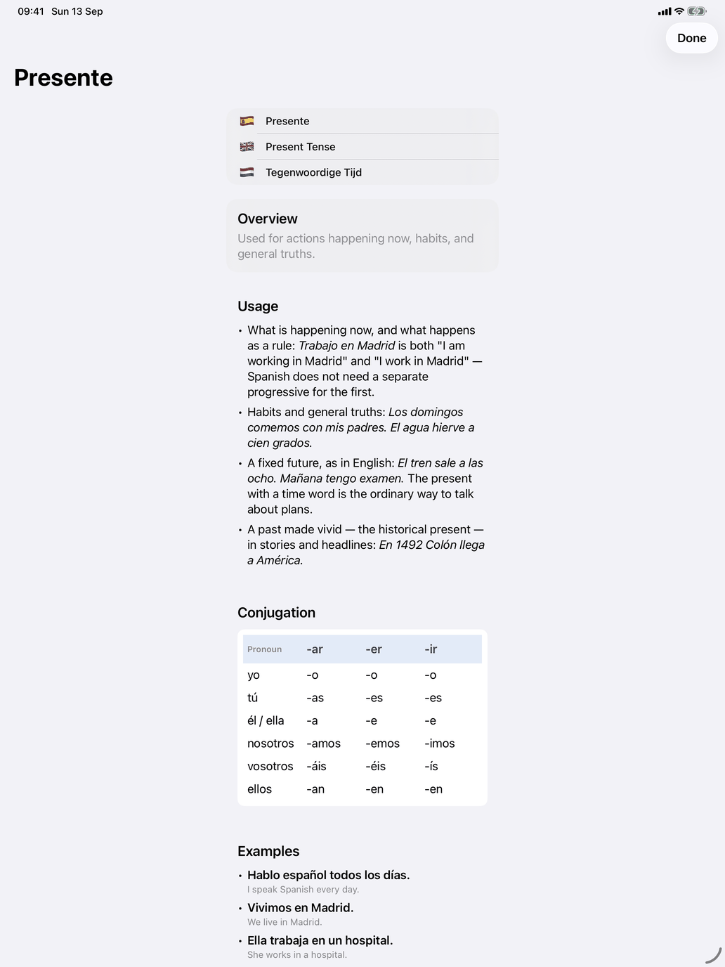 Select tenses