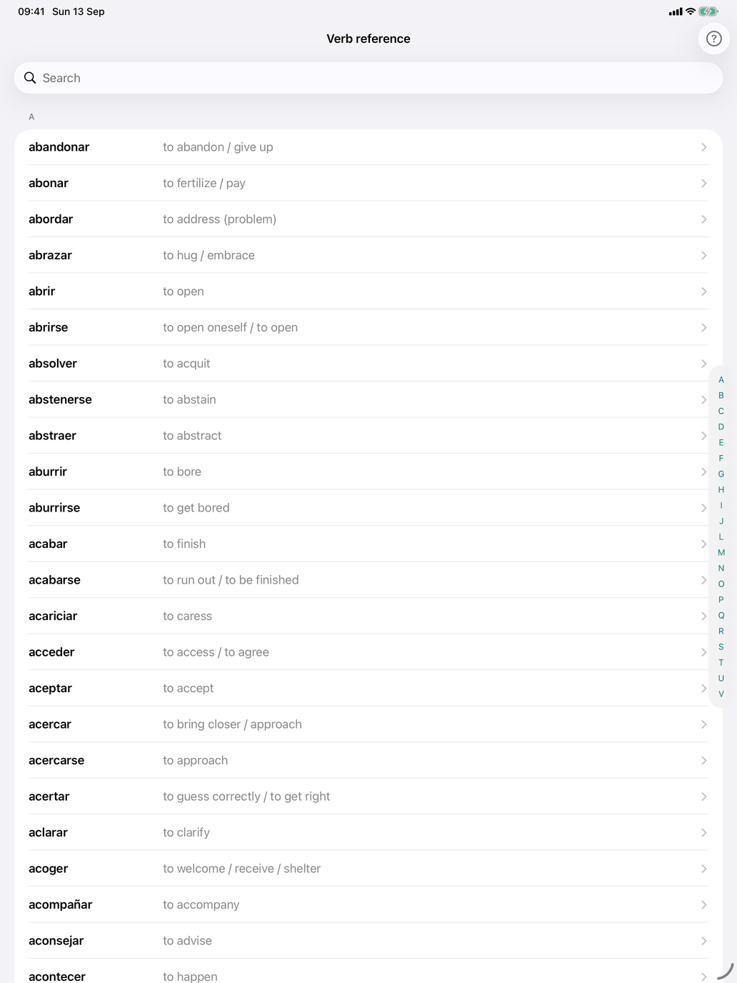 Verb reference
