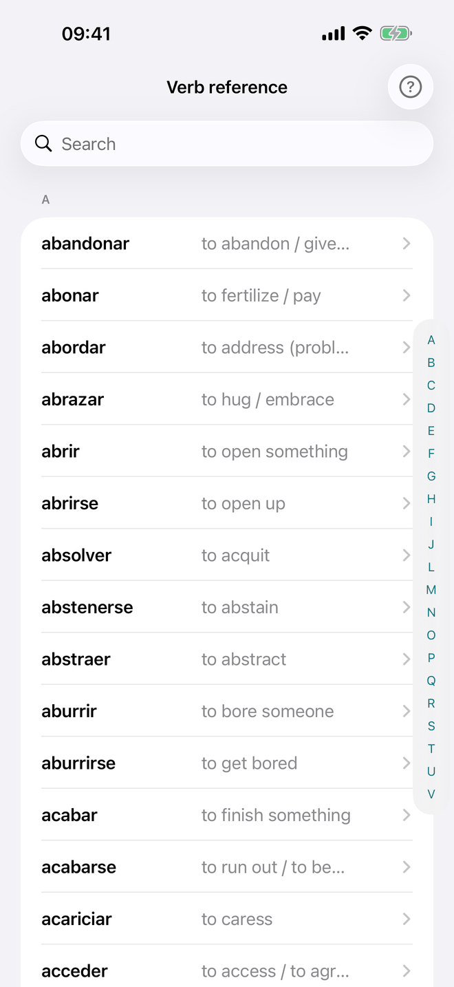 Verb reference