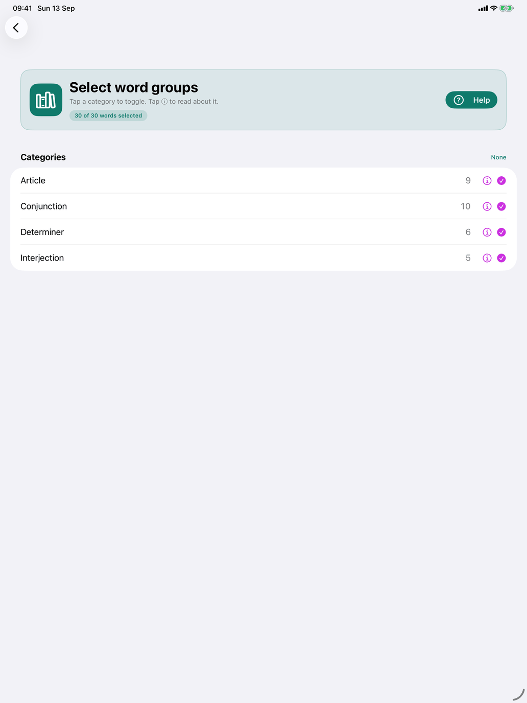 Select word groups