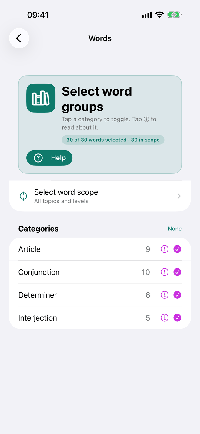 Select word groups